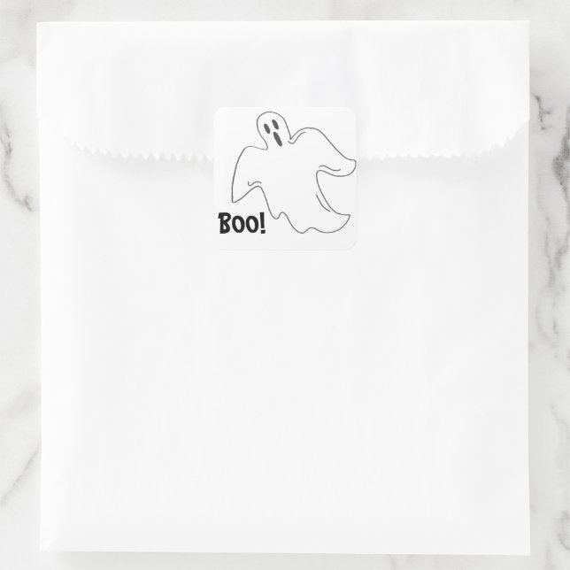 Adesivo Quadrado Feliz Halloween Boo Spooky Ghost Haunted House (Bolsa)