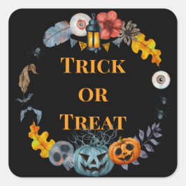 Adesivo Quadrado Feliz Halloween Costume Party Pumpkin