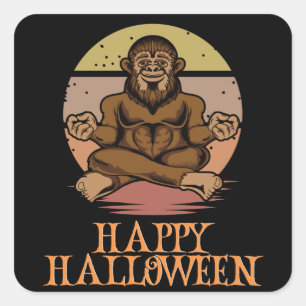 Adesivo Quadrado Feliz Halloween Engraçado Caráter Assustador
