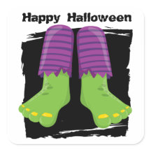 Feliz Halloween Green Monster Feet