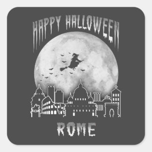 Adesivo Quadrado Feliz Halloween Roma Itália