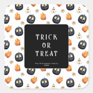 Adesivo Quadrado Feliz Halloween Spooky Samhain Pumpkins Crystals