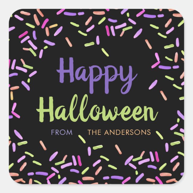 Adesivo Quadrado Feliz Halloween Sprinkles Personalizado (Frente)