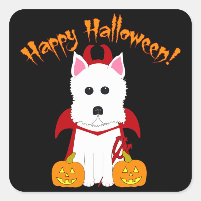 Adesivo Quadrado Feliz Halloween Westin Devil Stickers (Frente)