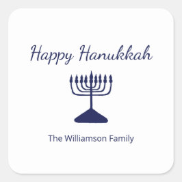 Adesivo Quadrado Feliz Hanukkah Menorah Simple