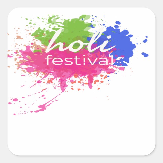Adesivo Quadrado Feliz Holi (Frente)