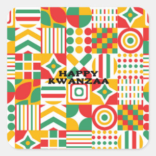 ADESIVO QUADRADO FELIZ KWANZAA COLORFUL HOLIDAY STICKERS
