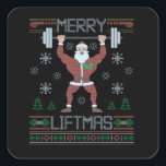 Adesivo Quadrado Feliz Liftmas Ugly Christmas Gyout<br><div class="desc">Feliz Engraçada, Liftmas Feia de Natal, presente de treino de Natal, </div>