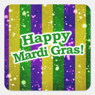 Adesivo Quadrado Feliz Mardi Gras Poster