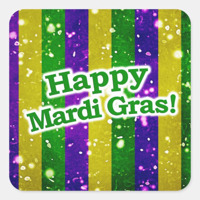 Adesivo Quadrado Feliz Mardi Gras Poster (Frente)