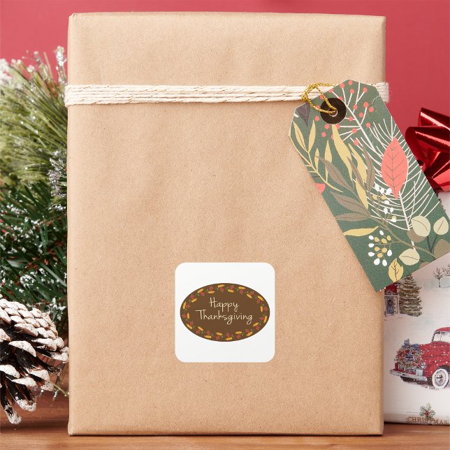 Adesivo Quadrado Feliz Mensagem de Ação de Graças (Criador carregado)