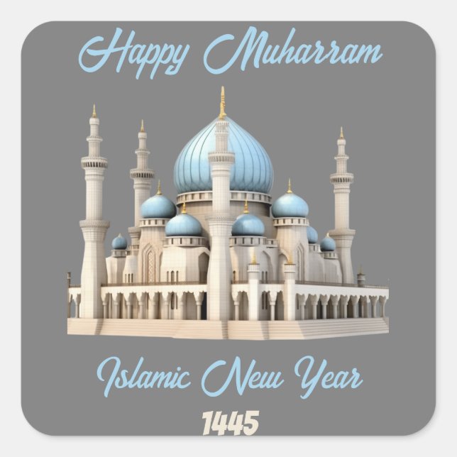 Adesivo Quadrado feliz muharram islâmico novo ano 2025 (Frente)