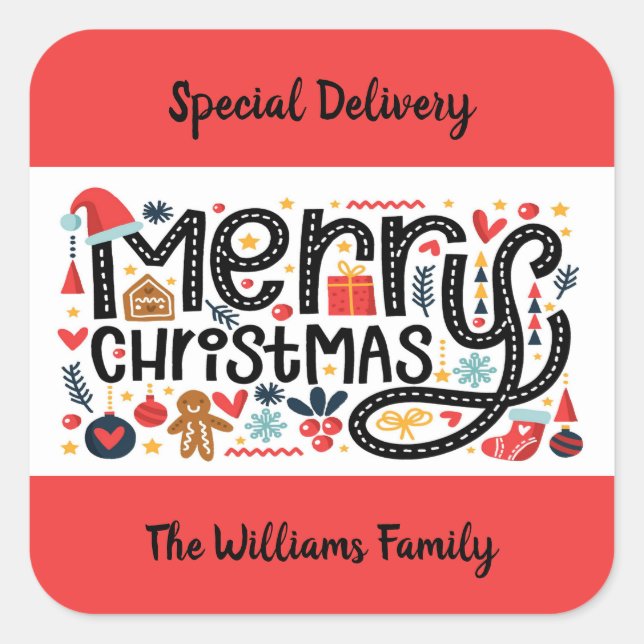 Adesivo Quadrado Feliz Natal (Frente)