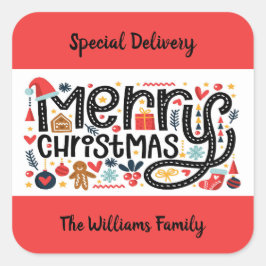Adesivo Quadrado Feliz Natal