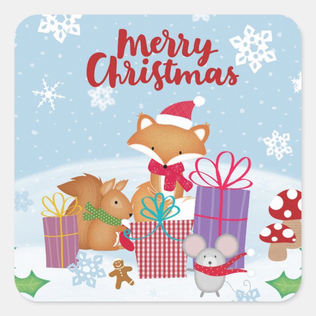 Adesivo Quadrado Feliz Natal (Frente)