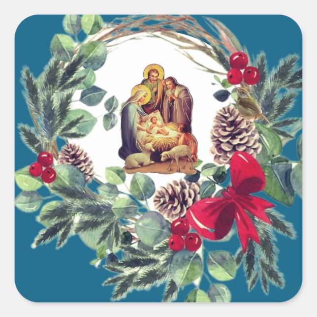 Adesivo Quadrado Feliz Natal! (Frente)