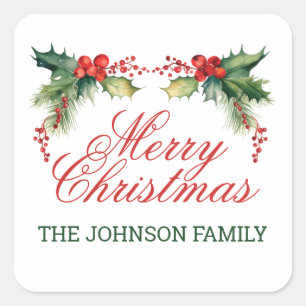 Adesivo Quadrado Feliz Natal