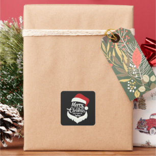 Adesivo Quadrado "Feliz Natal a todos - Papai Noel e Barba