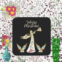 Feliz Natal Angel Dourada Trumpet Arte Decorativa