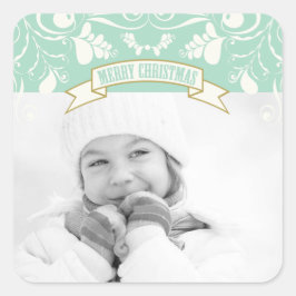 Adesivo Quadrado Feliz Natal Art Nouveau Foto Floral Flourish