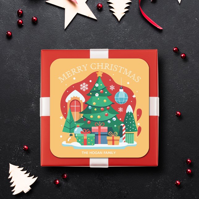 Adesivo Quadrado Feliz Natal Banking (Merry Christmas personalized stickers for homemade food holiday baking and gifts)
