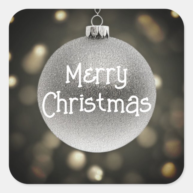 Adesivo Quadrado Feliz Natal Bauble (Frente)