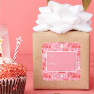 Adesivo Quadrado Feliz Natal Botânico, Pia-Rosa, Feliz