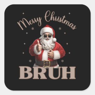 Adesivo Quadrado Feliz Natal BRUH Engraçado design