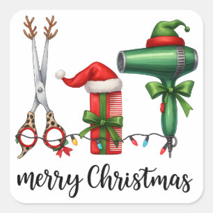 Adesivo Quadrado Feliz Natal Cabeleireiro Estilista Festivo Natal