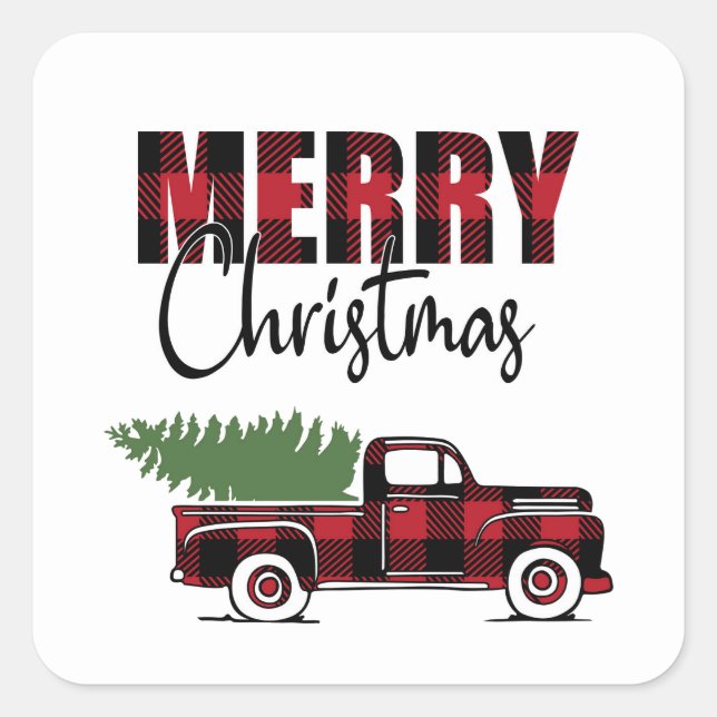 Adesivo Quadrado Feliz Natal - Caminhão Russo (Frente)