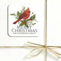 Feliz Natal - Cardeal Vermelho Holly Personalizado
