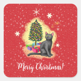 Adesivo Quadrado Feliz Natal Cat