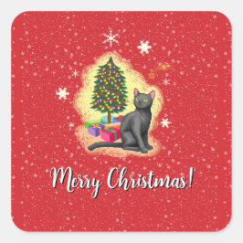 Adesivo Quadrado Feliz Natal Cat