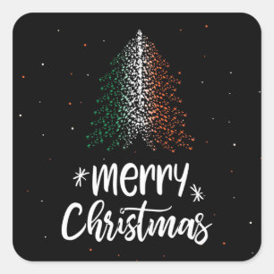 Adesivo Quadrado Feliz Natal com a bandeira da Irlanda