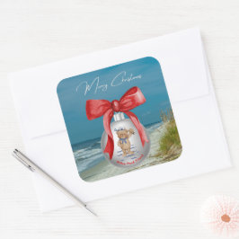 Adesivo Quadrado Feliz Natal Costeiro Hilton Head Island Beach