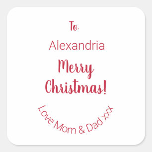 Adesivo Quadrado Feliz Natal da mãe e Pai mínimo