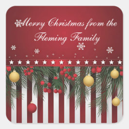 Adesivo Quadrado Feliz Natal da (sua família)