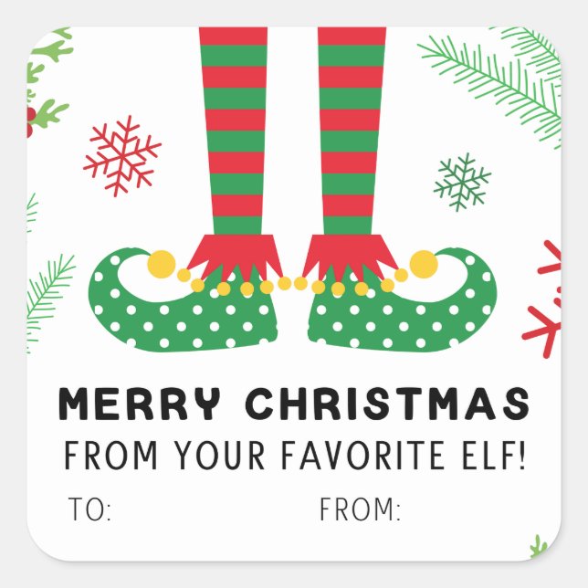 Adesivo Quadrado Feliz Natal Das Suas Marcas Favoritas Do Elf (Frente)