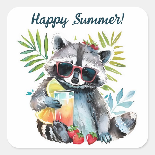 Adesivo Quadrado Feliz Natal de corrida de praia (Frente)