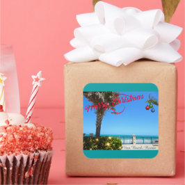 Adesivo Quadrado Feliz Natal de Vero Beach Oceanfront