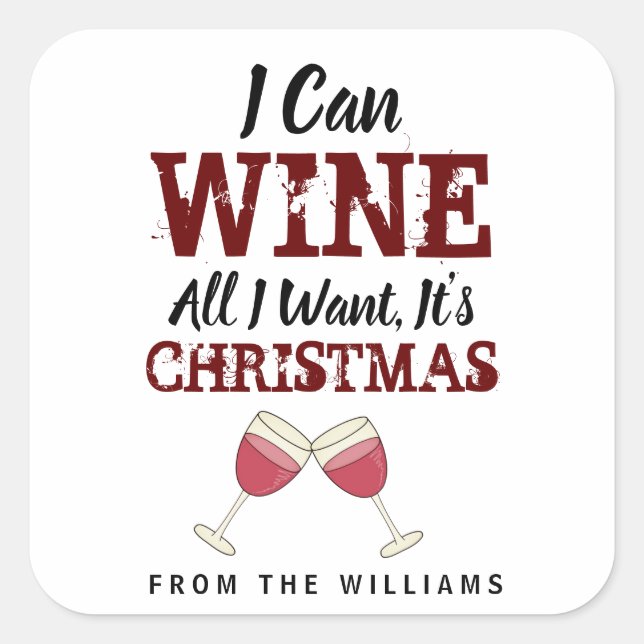 Adesivo Quadrado Feliz Natal de vinho tinto (Frente)