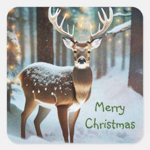 Adesivo Quadrado Feliz Natal Deer