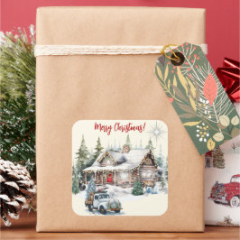 Adesivo Quadrado Feliz Natal do Cartão de Férias de Cabina