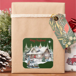 Adesivo Quadrado Feliz Natal do Cartão de Férias de Cabina