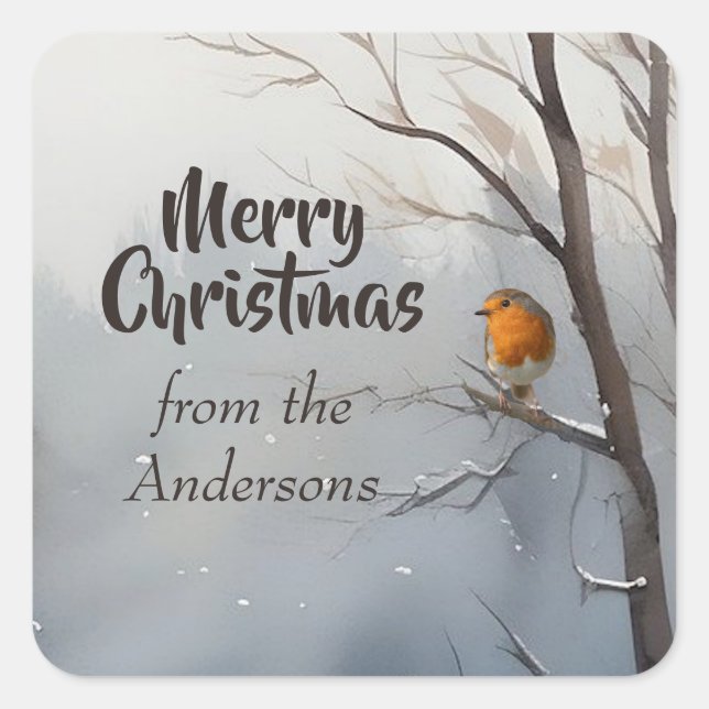 Adesivo Quadrado Feliz Natal Do Nome Robin Winter (Frente)