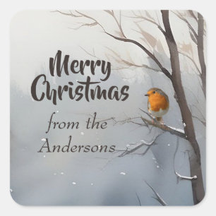 Adesivo Quadrado Feliz Natal Do Nome Robin Winter
