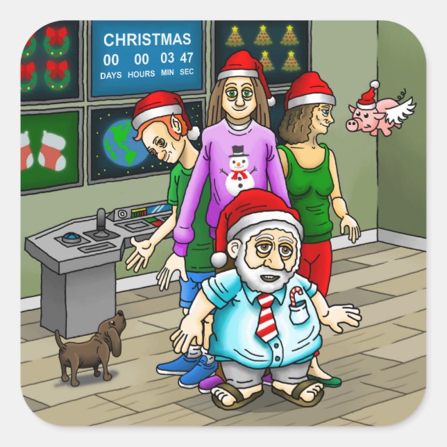 Adesivo Quadrado Feliz Natal do Papai noel (Frente)