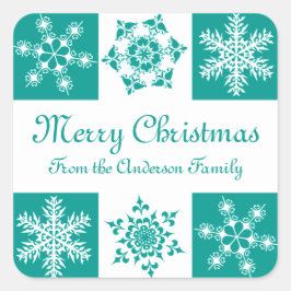 Adesivo Quadrado Feliz Natal do Rótulo do Presente da Sua Família