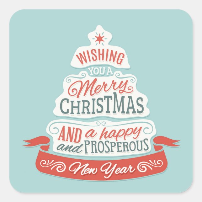 Adesivo Quadrado Feliz Natal E Feliz ano novo (Frente)