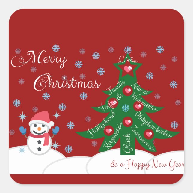 Adesivo Quadrado Feliz Natal e Feliz ano novo! (Frente)